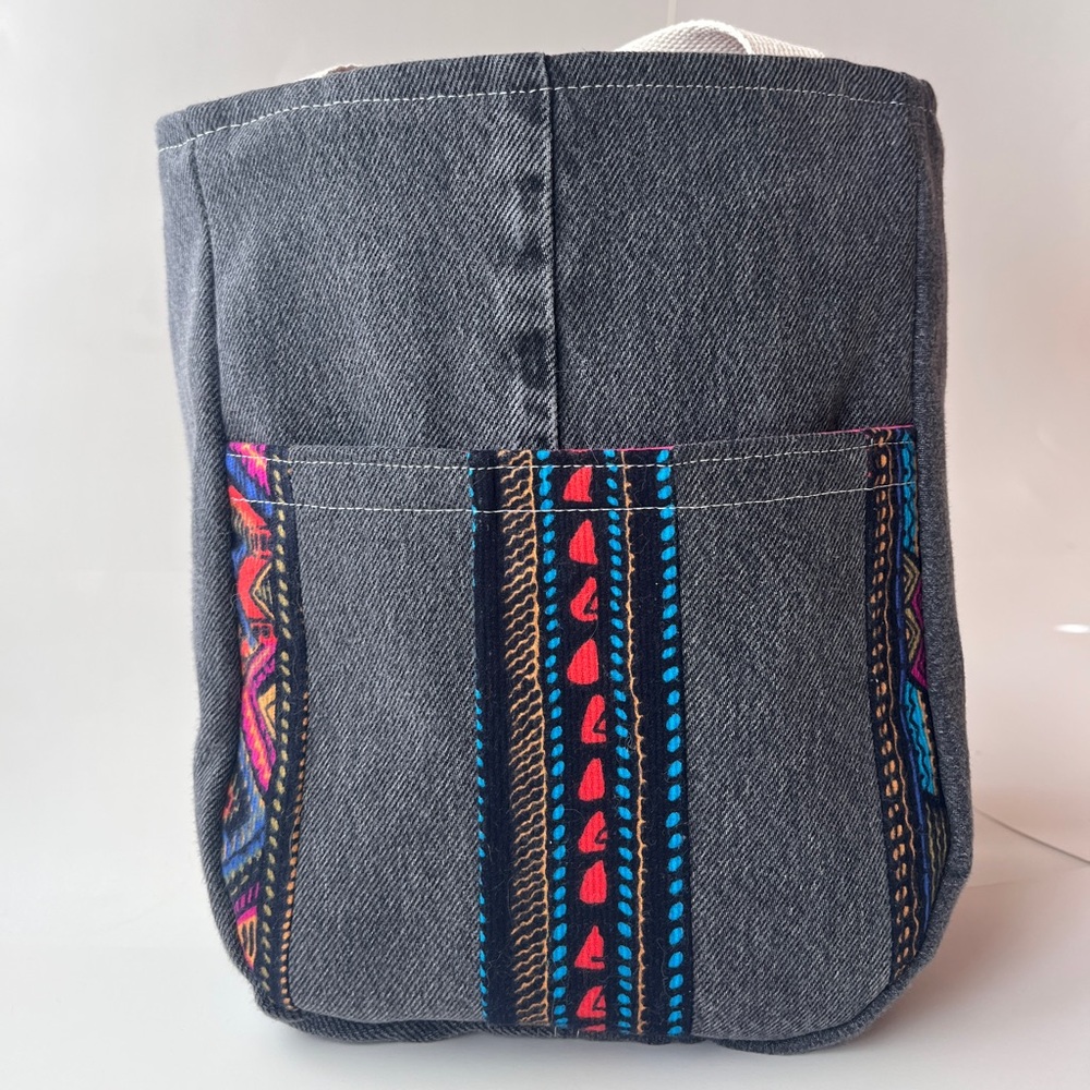 Black Denim Tote Retro Vibes HANDMADE 💕